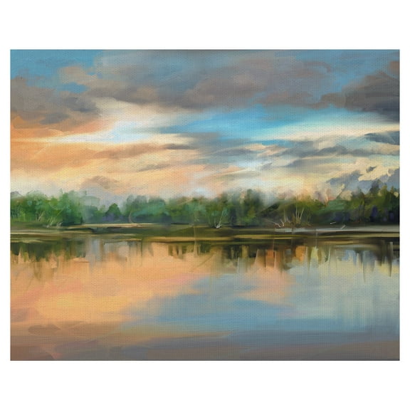 Masterpiece Art Gallery Lakeside Sunset Light By Studio Arts Canvas Art Print 22" x 28"