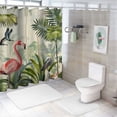 thumbnail image 7 of Orinice  Pink Flamingo Shower Curtain Tropical Bird Palm Tree Shower Curtain Set Green Plant Banana Leaf in Forest Beige Shower Curtains for Bathroom Waterproof Washable Fabric with Hooks, 69x72, 7 of 7