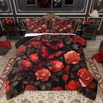 Homewish Female Men Women Romantic Floral Rose 3 Pieces Queen Comforter Set,Chic Flowers Blossoms Ultra Soft Bedding Sets,Flying Butterflies Bedding Comforter Set Breathable