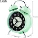 thumbnail image 4 of Reloj despertador iluminado de 4 pulgadas, reloj despertador de cuarzo sin boleto analógico retro de doble campana con alarma de sonido y luz nocturna, caja de metal (verde) JAMW  Sencillez, 4 of 5