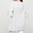 thumbnail image 5 of Weardear Women's 3/4 Sleeve Cotton Linen Jacquard Blouses Top T-Shirt, 5 of 6