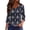 Z91Navy, variant on Women's V Neck 3/4 Sleeve Tops Casual Ditsy Floral Print Loose Fit Spring Summer Blouses Gray S