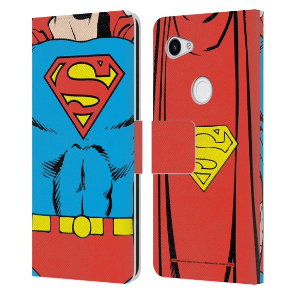 Head Case Designs Officially Licensed Superman DC Comics Logos Classic Costume Leather Book Wallet Case Cover Compatible with Google Pixel 3a