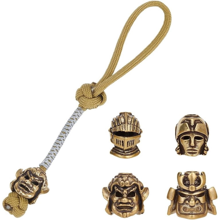 サプライ・アクセサリ・グッズ ra 4Pcs Brass Paracord Beads Large Hole Samurai Helmet Beads Antique