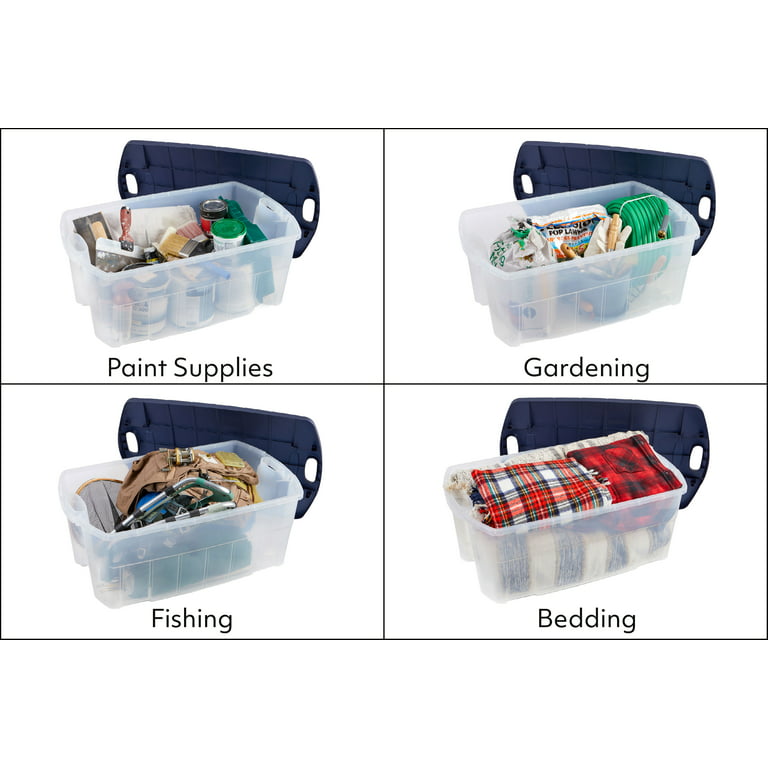 Rubbermaid 28 Gallon Jumbo Storage Tote, Stackable, Snap-Tight Lid  Included, Clear, 2 Pack 