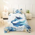 thumbnail image 2 of Castle Fairy Dreamy Watercolor Mermaid Print Twin Duvet Cover,Coral Jellyfish Pastel Sea Layout Twin Bedding,Sky Lavender,Navy Blue Reversible,2pcs,No Comforter,1 Duvet Cover and 1 Pillowcase, 2 of 6