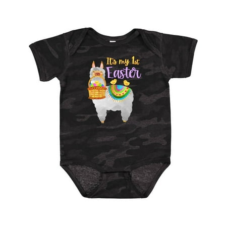 

Inktastic It s My 1st Easter Llama with Basket of Eggs Gift Baby Boy or Baby Girl Bodysuit