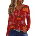 thumbnail image 3 of Mfakffe Christmas Womens T Shirts Long Sleeve V Neck Tops Comfortable Christmas Graphic Shirt Lightweight Pullover Tee, 3 of 5