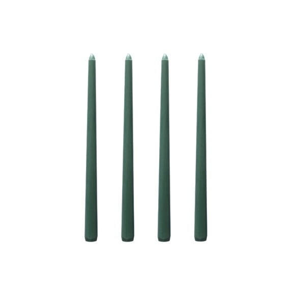 10 Inch Dark Green Taper Candles, 4 Pack Unscented Candlesticks for Christmas Spring Dinner Wedding and Home Decoration, Smokeless and Dripless Emergency Candles