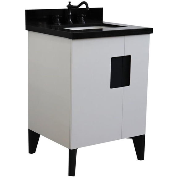 Kolb 25" Rectangle Sink Solid Wood Vanity with Black Granite Stone in White