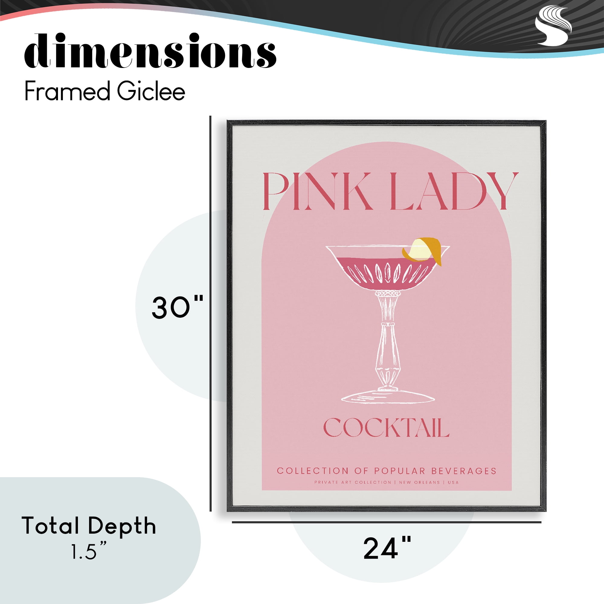 Stylish Retro Pink Lady Black Framed Giclee Art, design by Lil' Rue