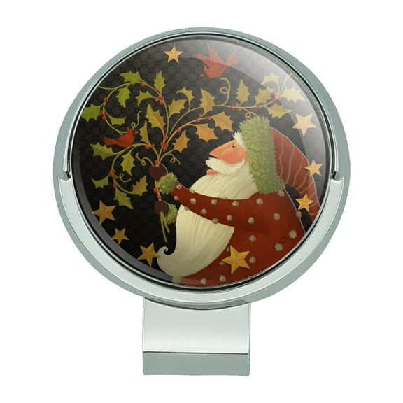 Christmas Holiday Deck the Halls Santa Holly Golf Hat Clip With Magnetic Ball Marker