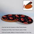 thumbnail image 4 of Seven Starred Ladybird Set of 6 Microfiber Leather Round Coasters, 11x11 cm/4.3x4.3 in - Drink Coasters for Home and Office Use, 4 of 6