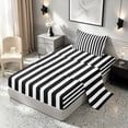 thumbnail image 2 of Manfei Geometric Stripe Twin Sheets,Contemporary Minimalist Bedding, Black White, Reversible 3 Pieces1 Flat Sheet + 1 Fitted Sheet + 1 Pillowcase, 2 of 6