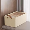 thumbnail image 1 of Caja De Almacenamiento De Tela Oxford 1Pcs 11.81x9.45x6.69" Beige Cloth Storage Box with Partitioned Compartments and Portable Handle for Clothing Organization JASKFLY, 1 of 9