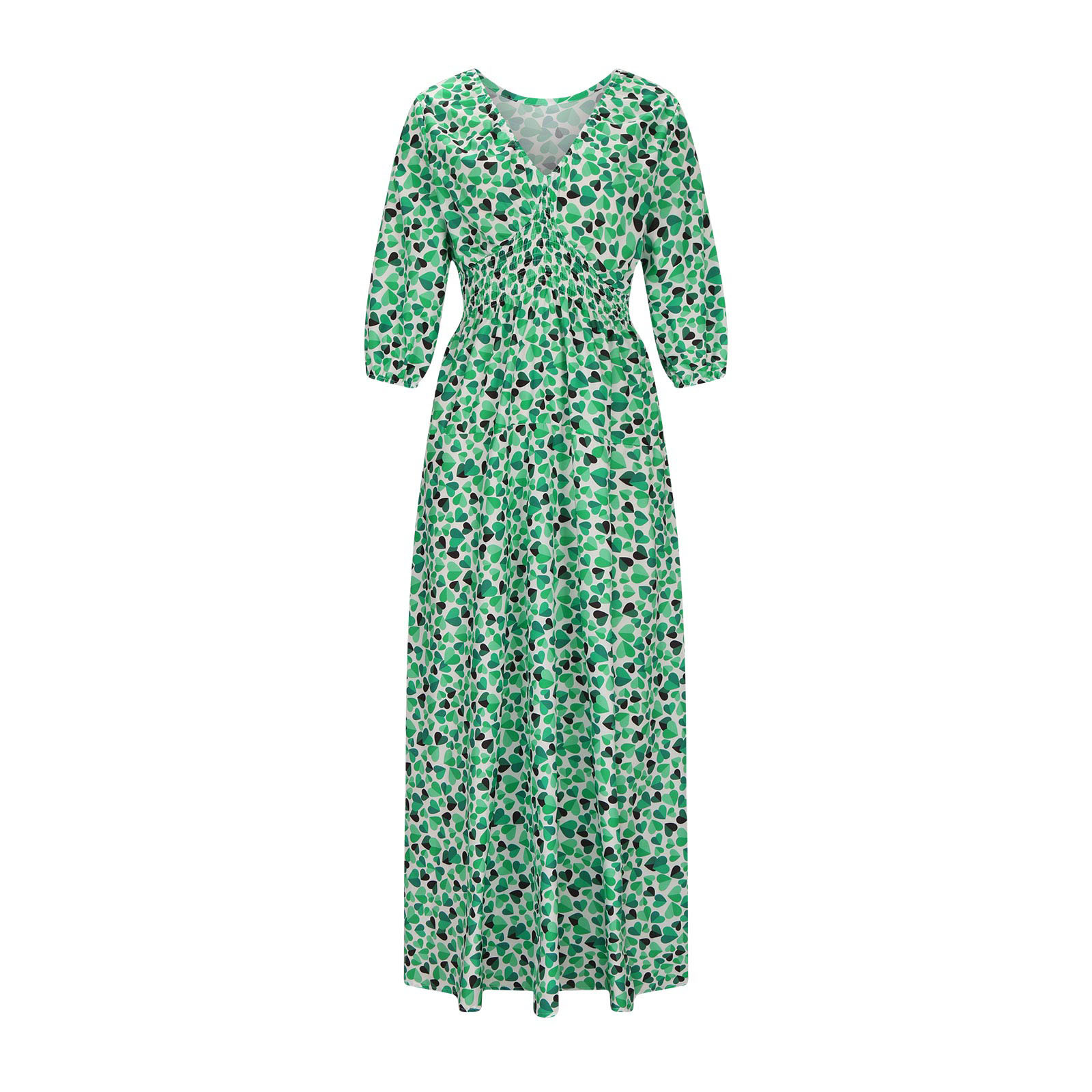 Plus Size Maxi Dress for Women Sexy Deep V Neck 3/4 Sleeve Boho Print Long Dress Wedding Party Casual Dress
