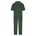 thumbnail image 6 of Feancey Women's Linen Sets Summer Casual Cowl Neck Short Sleeve Top and Drawstring Wide Leg Pants Two Piece Set Solid Color Loose Beach Travel Outfits Funny Gifts Green L, 6 of 8