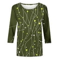 thumbnail image 4 of Ounisa 3/4 Length Sleeve Womens Tops Round Neck Loose Cute Spring Summer Tee Shirts Dressy Casual Print Blouses Tunic, 4 of 9