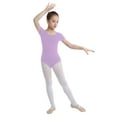 thumbnail image 5 of TSSOE Kids Girls Basic Short Sleeves Cotton Gymnastics Leotard Ballet Dancewear Purple 8, 5 of 8