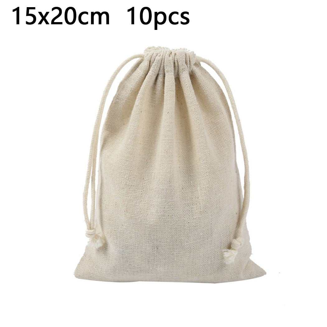 10Pcs Drawstring Jewelry Pouches Cotton Gift Bags Wedding Favors WYH 