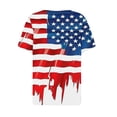 thumbnail image 4 of successthop 4th of July Clothes Women Flags Loose Plus Size V Neck T Shirt Button Holiday Shirts Short Sleeve Tops Red, 4 of 5