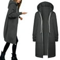 thumbnail image 7 of Women Casual Zip up Polyester Hoodies, Long Hoodie Tunic Jackets Long Sleeve Sweater Dress with Side Pockets Dark Gray L, 7 of 7