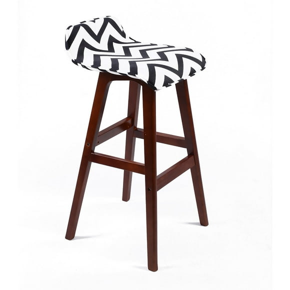 Stanton Tabouret de Bar Contemporain en Bois/tissu - Noir/blanc Chevron
