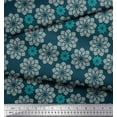 thumbnail image 2 of Soimoi Blue Moss Georgette Fabric Artistic Flower Mandala Print Fabric by Yard 42 Inch Wide, 2 of 3