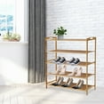 thumbnail image 5 of 5-Tier Bamboo Shoe Rack, Brown, 15-20 Pair Storage, Rustic Style, Entryway Shoe Organizer, 5 of 8