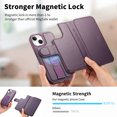 thumbnail image 3 of for iPhone 15 Wallet Case with Card Holder & Detachable Magnetic Case, PU Leather All-Round Protective Cover with RFID Blocking, Stand, Wristband, Support Wireless Charging, Purple, 3 of 14