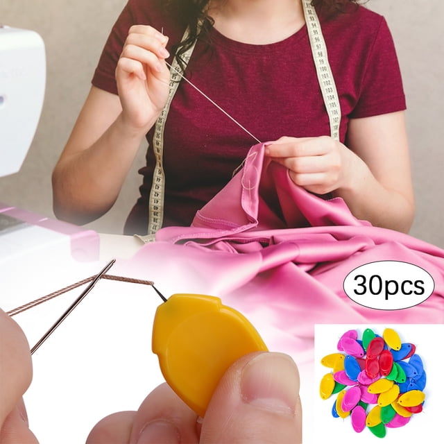 30 Pcs Thumb Lead Sewing Tool Color Multi-function Lead Plastic Threader Sewing Tool For The Elderly, DIY Simple Needle Threader Hand Machine Sewing Tool
