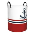 thumbnail image 3 of Nautical Blue Anchors With Stripes Laundry Basket Foldable Sailing Sailor Clothes Hamper for Baby Ki, 3 of 5