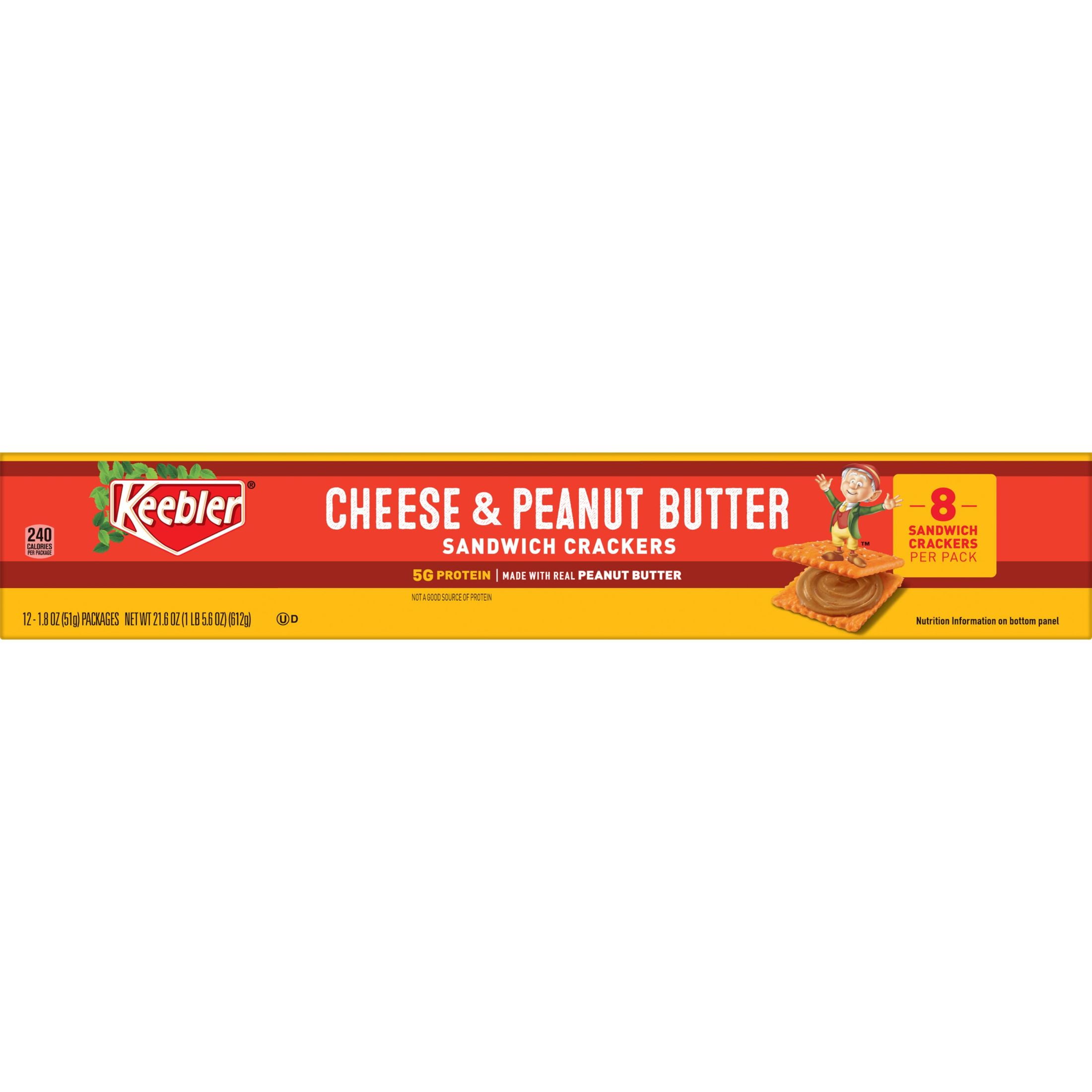 Keebler Cheese and Peanut Butter Sandwich Crackers, 21.6 oz, 12 Count