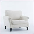 thumbnail image 6 of 40.16'' Traditional Faux Leather Single Sofa with Nailhead Trim, 22'' Deep Seat Rolled Arm for Living Room, Beige, 6 of 9