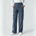thumbnail image 5 of Cargo Pants For Women Corduroy Wide Leg Baggy High Waisted Stretch Jeans Pockets Straight Casual Jeans, 5 of 7