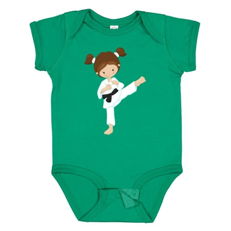 

Inktastic Karate Girl Cute Girl Brown Hair Black Belt Gift Baby Girl Bodysuit