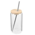 thumbnail image 6 of 1 Set Drinking Glass Cup Beer Can Glass Tumbler Milk Coffee Cup with Bamboo Lid and Stainless Steel Straw, 6 of 6