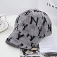 thumbnail image 4 of Gorras de béisbol para mujer, gorras de sol unisex de moda, gorras de verano e invierno de tamaño ajustable, gorra de béisbol de felpa de piel de conejo sintética con estampado del alfabeto, 4 of 5