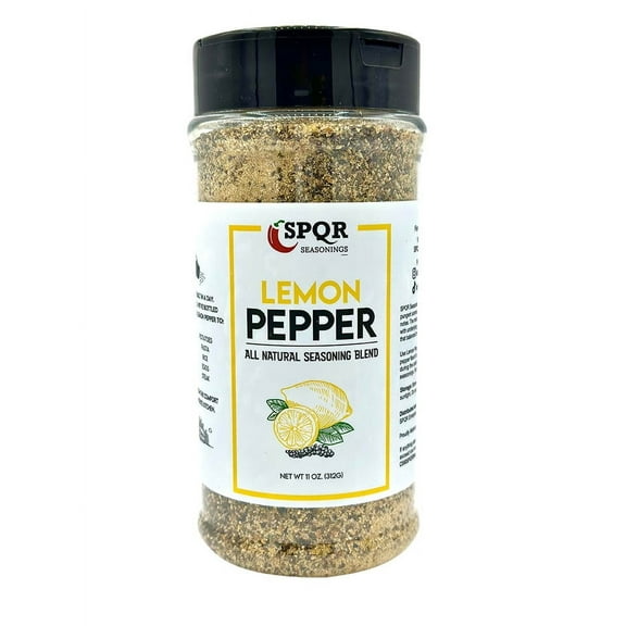 All Natural Lemon Pepper Seasoning XL 11 Ounce Jar No Citric Acid or Artificial Coloring by SPQR Seasonings