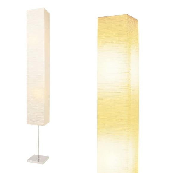 HonoDing 59'' Tall Paper Floor Lamp,Japanese Style Paper Lamp with White Paper Shade and Chrome Base, On/Off Foot Switch - Ideal as Paper Floor Lamps for Living Room, Bedroom Decor (1-PK)