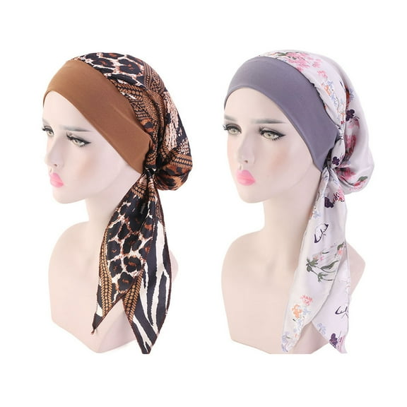 Chemo Headwear for Women Head Scarf Headwraps Silky Soft Turbans for Women Cancer Hats Chemo Beanie Coverings Scarves -2Pcs