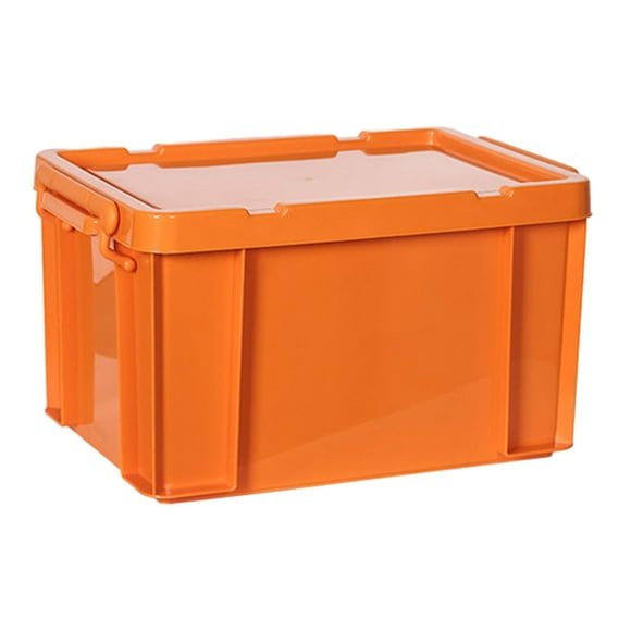 Industrial Tote Bin, Durable Heavy Duty Storage Bins, Stackable Storage Containers for Garage, Shelf, Closet, Clothes, Moving House Orange