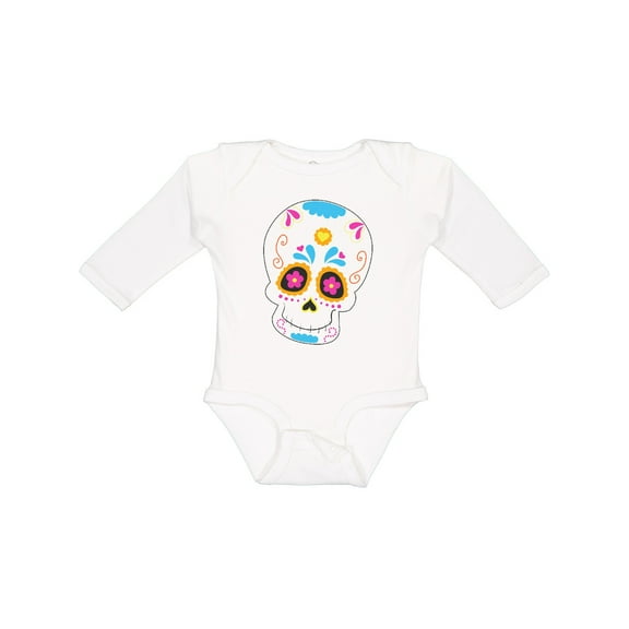 Inktastic Sugar Skull Blue Boys or Girls Long Sleeve Baby Bodysuit