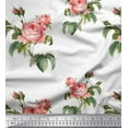 thumbnail image 1 of Soimoi White Cotton Poplin Fabric Leaves & Rose Floral Decor Fabric Printed Yard 56 Inch Wide, 1 of 3