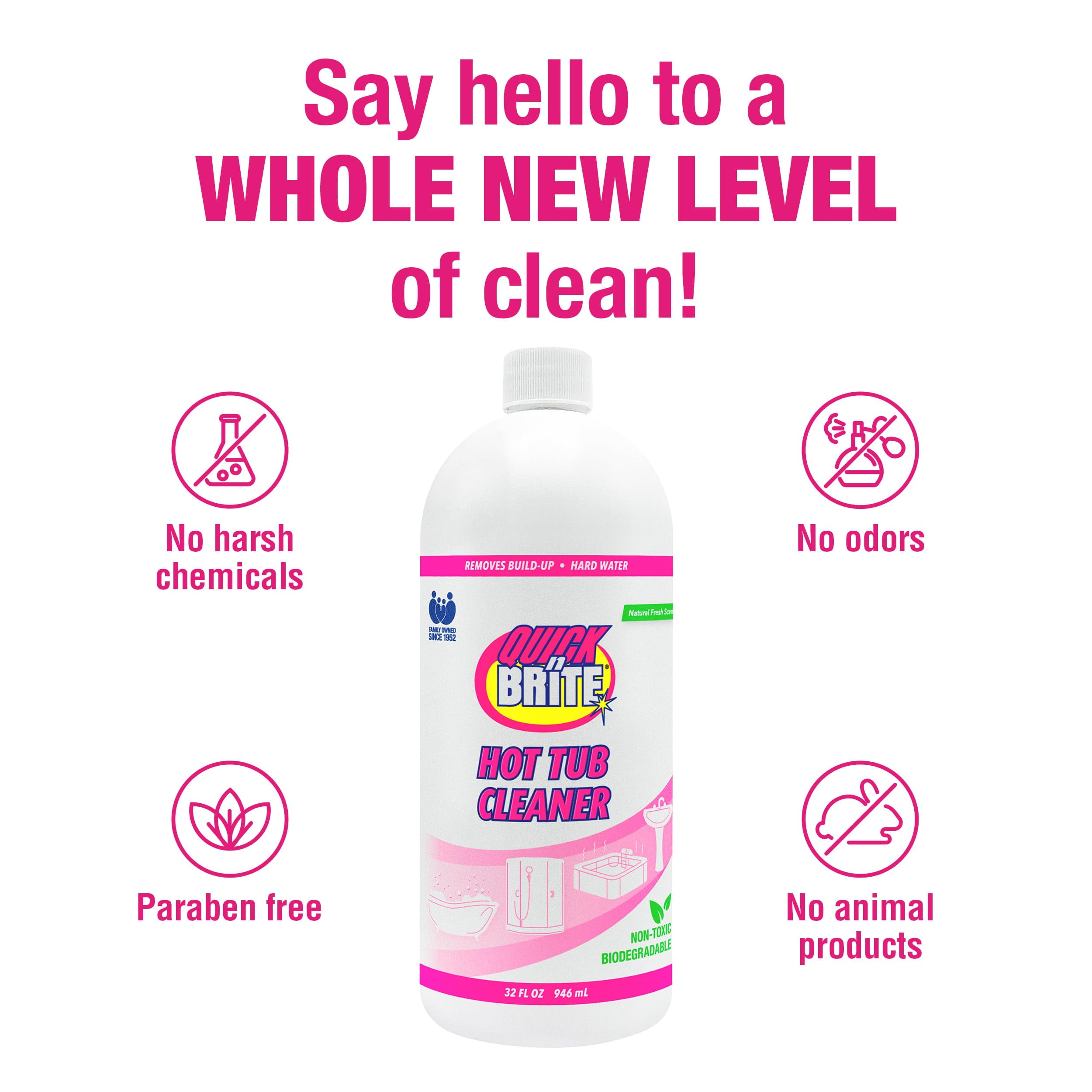 Quick N Brite Heavy Duty Hot Tub Cleaner - Non-abrasive Cleaning Gel, 32 oz. (Packaging May Vary)