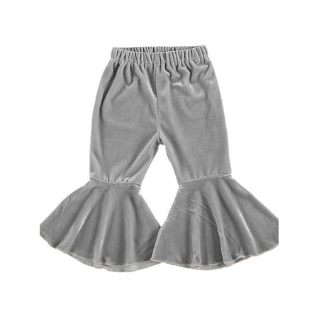 

Suanret Todderl Baby Girls Velvet Bell-Bottoms Pants Long Flared Trousers Casual Elastic Waist Pants Clothes Grey 2-3 Years