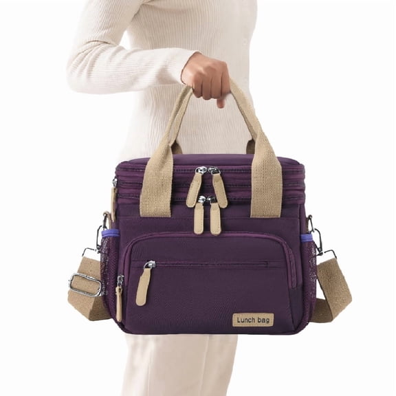 Lunch Bag for Women, Loncheras Para Mujer, Leakproof Insulated Large Lunchbox Dual Compartment Lunch Box Adult For Work Beach Picnic Hiking