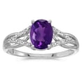 thumbnail image 2 of Oval Amethyst and Diamond Cocktail Ring 14K White Gold (1.20 ctw), 2 of 2