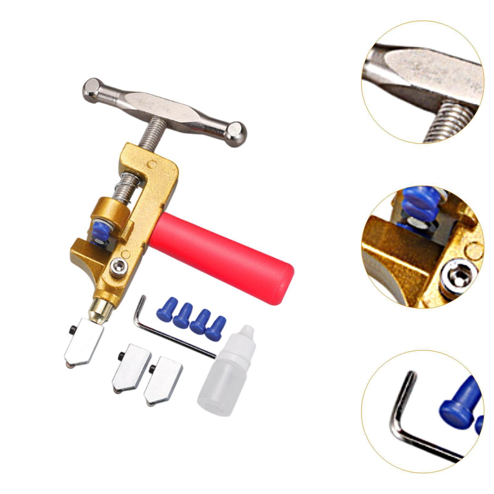 Sharprepublic Glass Cutter 2 in 1 Comfortable Gripping Glass Cutting Tool for Mirror Glass Red