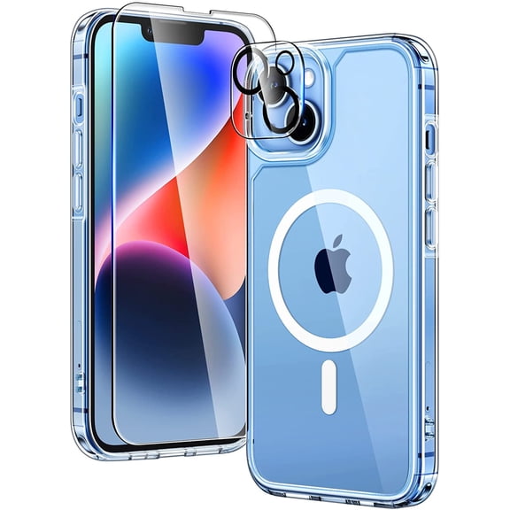 Entronix 3-in-1 Magnetic Clear Case Compatible with iPhone 14 with Camera and Screen Protector